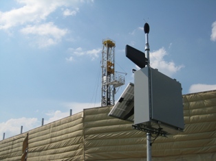 Ambient sound survey with image of sound walls at work site