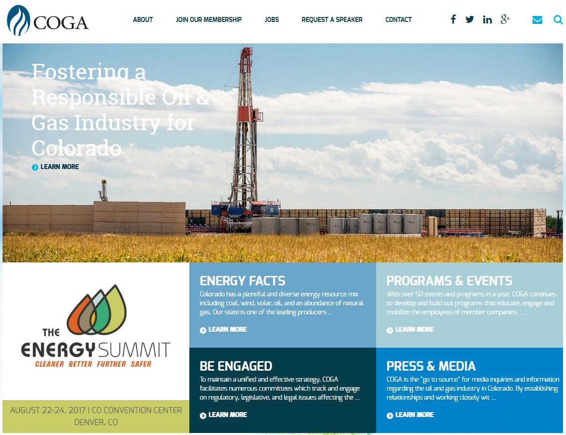 COGA screen shot image showing info on their summit