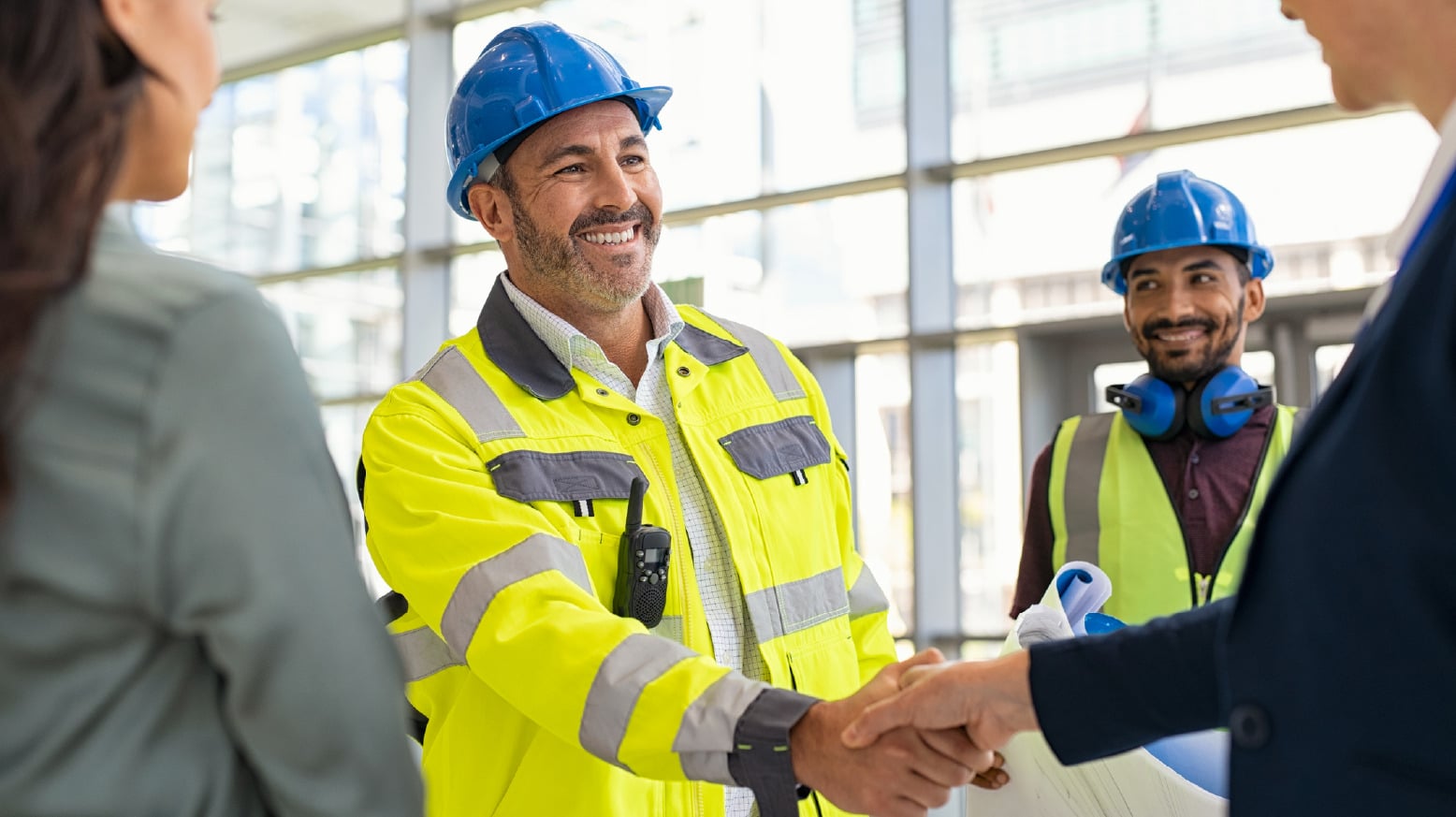 Handshake with workers